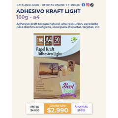 Adhesivo Kraft A4 – 160g (50 hojas)