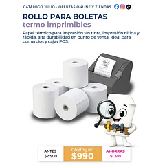 Rollo de Papel Térmico para Boleta Térmica 80mm