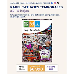 Inkjet Tatto Sticker - Papel especial para tatuajes temporales