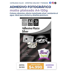 Adhesivo Matte Silver 120 gramos A4
