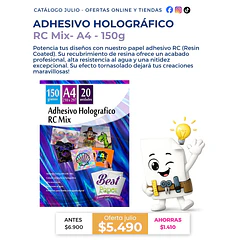 Adhesivo holográfico RC Mix 150g - A4 (20 hojas)