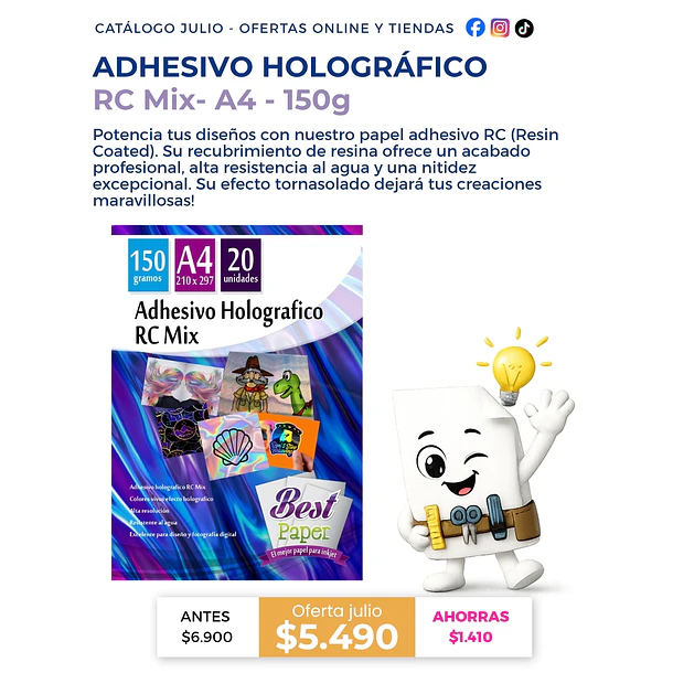 Adhesivo holográfico RC Mix 150g - A4 (20 hojas) 1