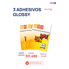 3 RESMAS DE PAPEL ADHESIVO GLOSSY