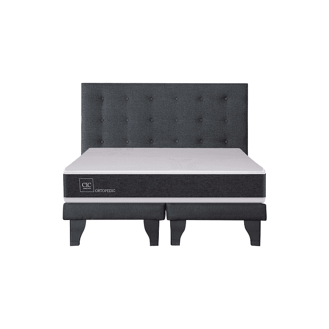 Cama CIC Ortopedic 2 plazas + Bases + Respaldo Polonia Grafito