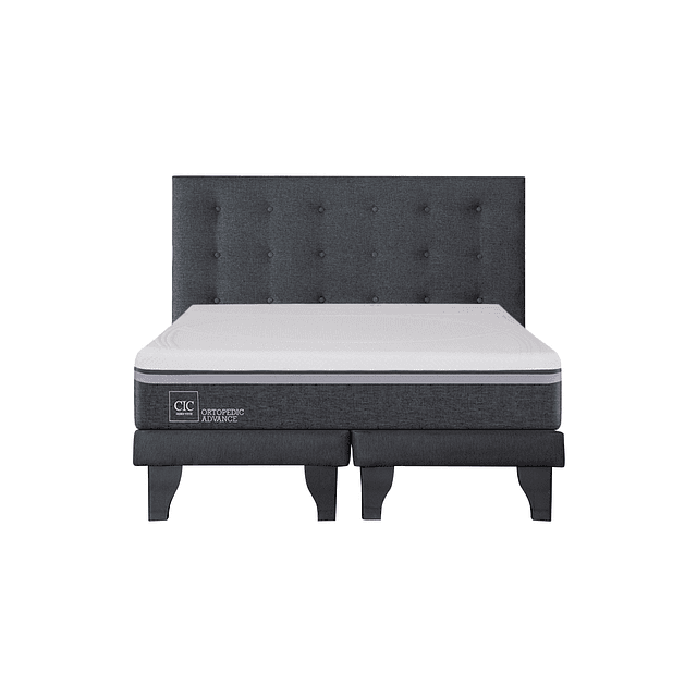 Cama CIC Ortopedic Advance King + Bases + Respaldo Polonia Grafito