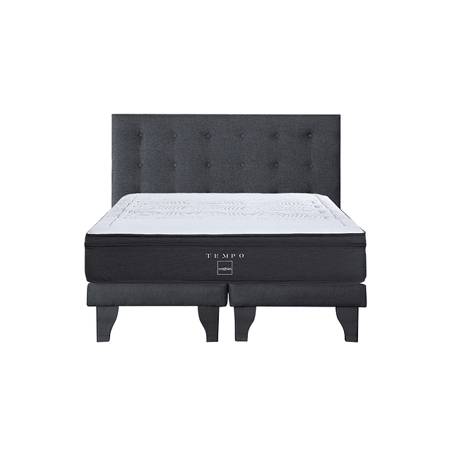 Cama Rosen Tempo 2 plazas + Bases + Respaldo Polonia Grafito