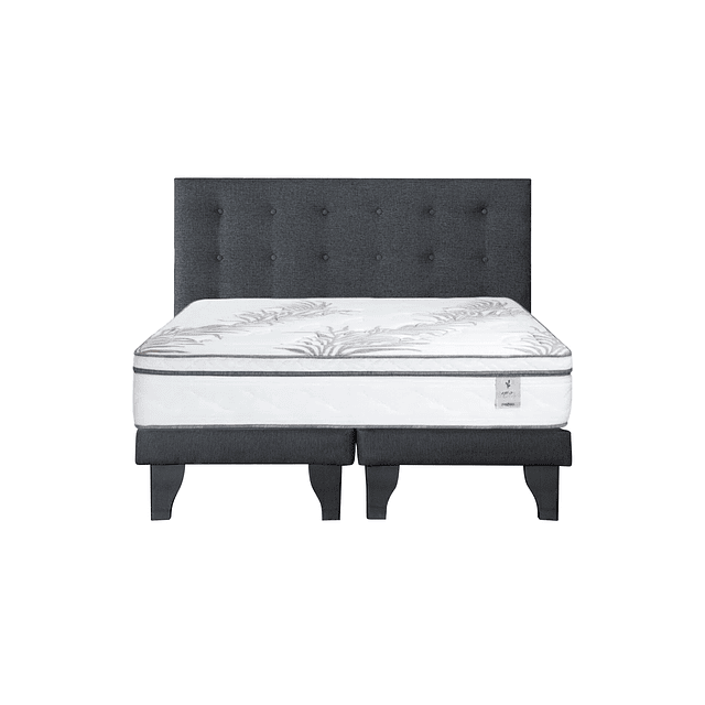 Cama Rosen Neo+ 2 plazas + Bases + Respaldo Polonia Grafito
