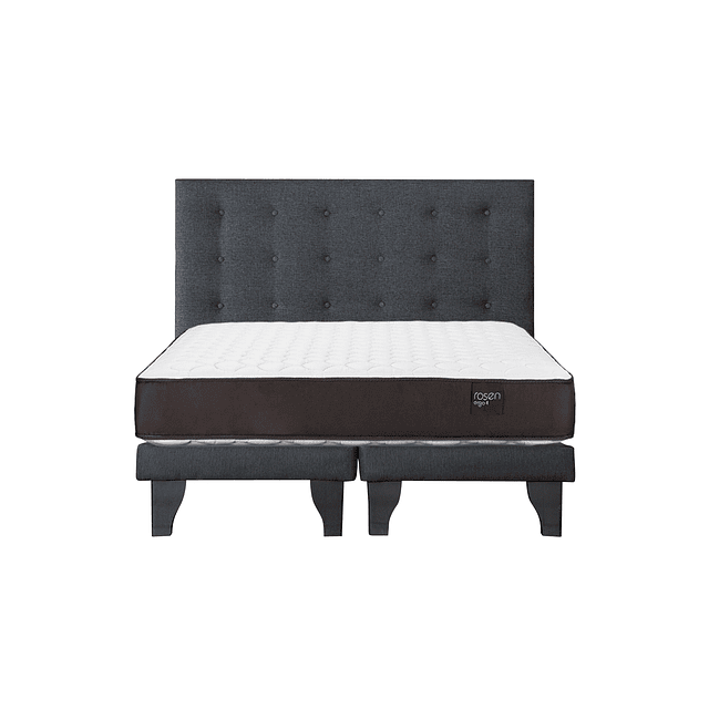 Cama Rosen Ergo T 2 plazas + Base + Respaldo Polonia Grafito