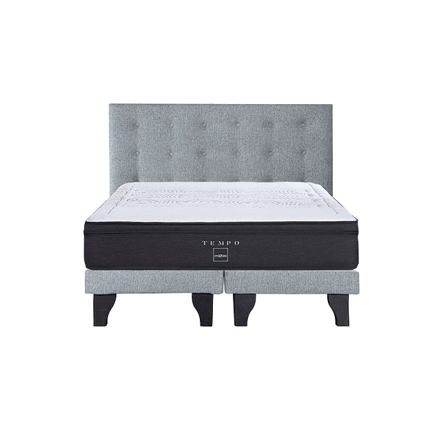 Cama Rosen Tempo 2 plazas + Bases + Respaldo Polonia gris