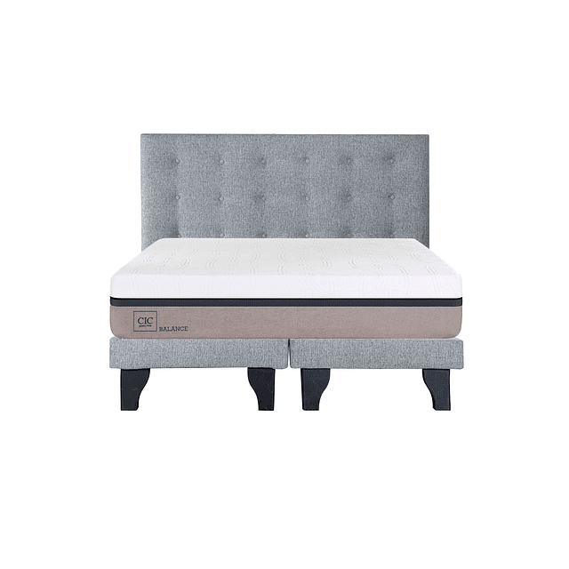 Cama CIC Balance 2 Plazas + Bases + Respaldo Polonia Gris