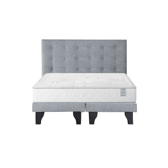 Cama Rosen Nabis+ 2 plazas + Bases + Respaldo Polonia Gris