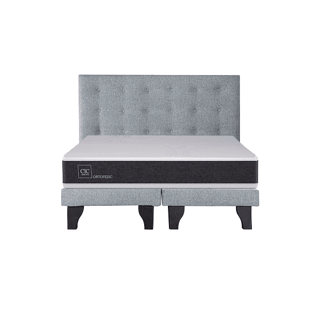 Cama CIC Ortopedic 2 plazas + Bases + Respaldo Polonia Gris