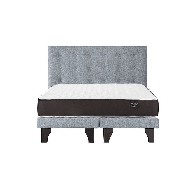 Cama Rosen Ergo-t 2 Plazas + Bases + Respaldo Polonia gris