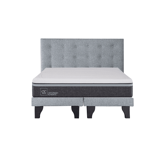 Cama CIC Ortopedic Advance 2 plazas + Base + Respaldo Polonia Gris