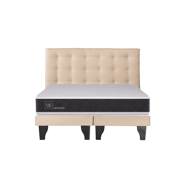 Cama CIC Ortopedic 2 plazas + Bases + Respaldo Polonia Crudo