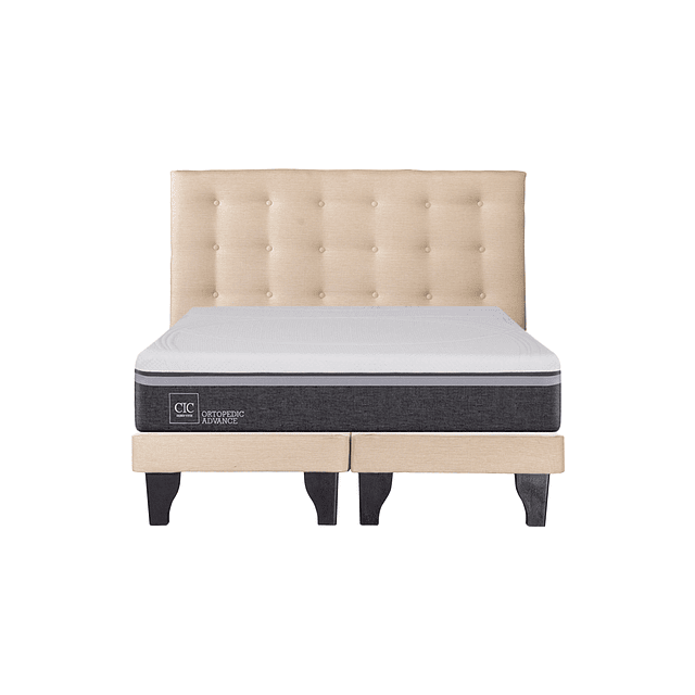 Cama CIC Ortopedic Advance 2 plazas + Base + Respaldo Polonia Crudo