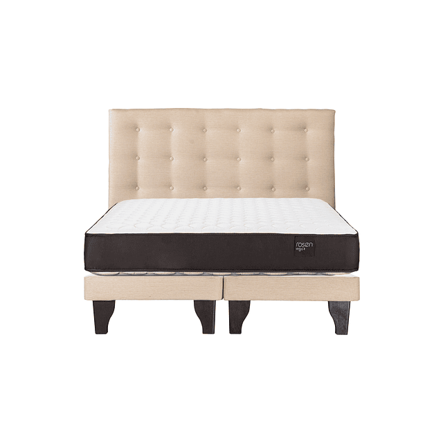 Cama Rosen Ergo T 2 plazas + Base + Respaldo Polonia Crudo