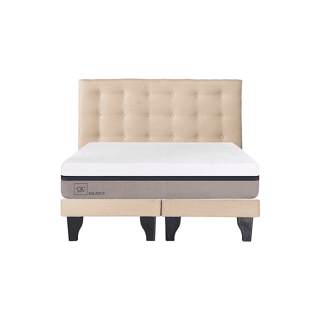 Cama CIC Balance 2 Plazas + Bases + Respaldo Polonia Crudo