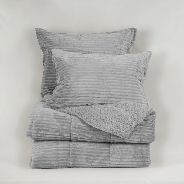 Plumon 1.5 Plazas Corduroy Coral Sherpa Gris 2