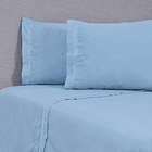 Sábanas 2 Plazas Bordada 144 Hilos Celeste 1