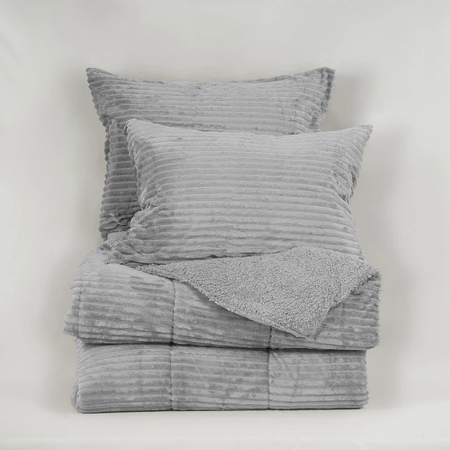 Plumón King Corduroy Coral Sherpa Gris 2
