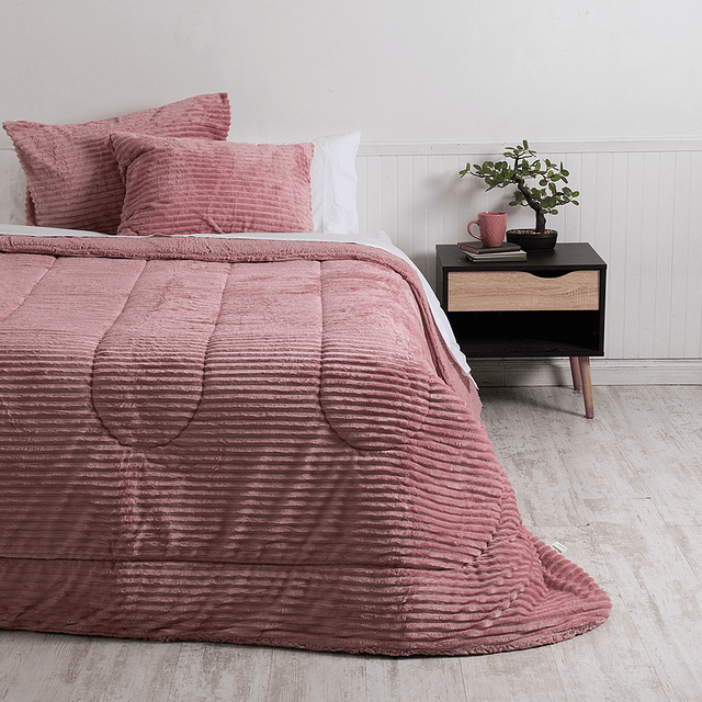 Plumón 2 Plazas Corduroy Coral Sherpa Rosado 1