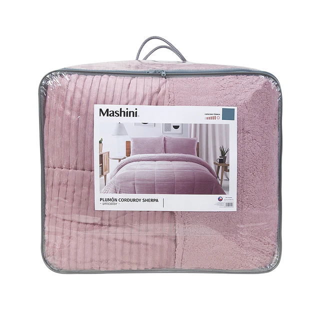 Plumón 2 Plazas Corduroy Coral Sherpa Rosado 3