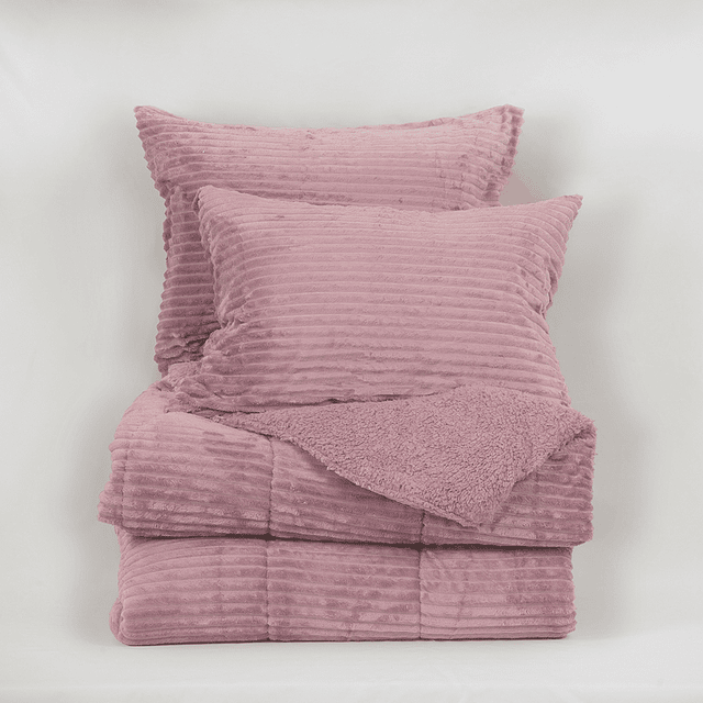 Plumón 2 Plazas Corduroy Coral Sherpa Rosado 2