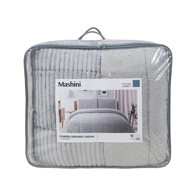 Plumón 2 plazas Corduroy Coral Sherpa Gris 3
