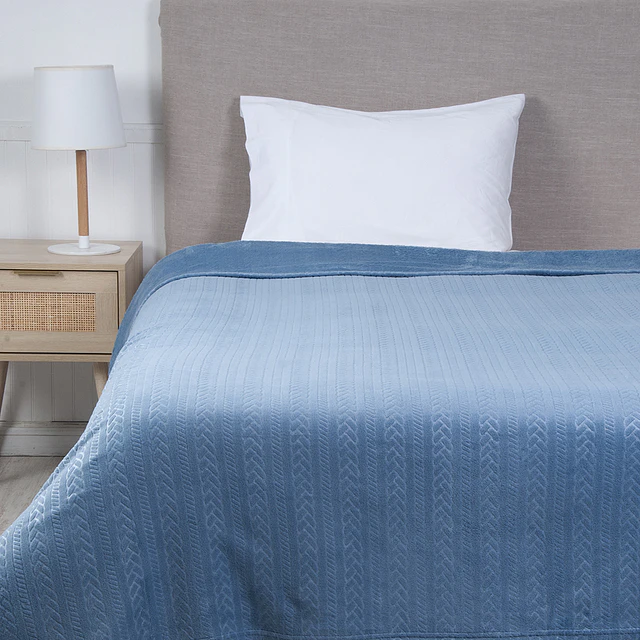 Frazada 1.5 Plazas Coral Embossed Azul 1