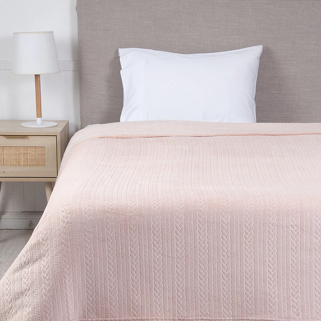 Frazada 1.5 Plazas Coral Embossed Rosado 1
