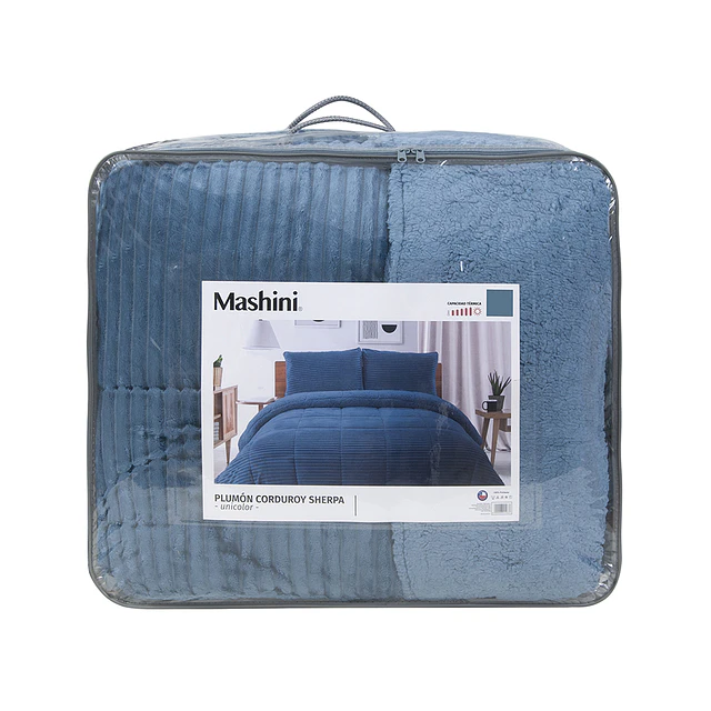 Plumon 2 plazas Corduroy Coral Sherpa Azul Navy 2