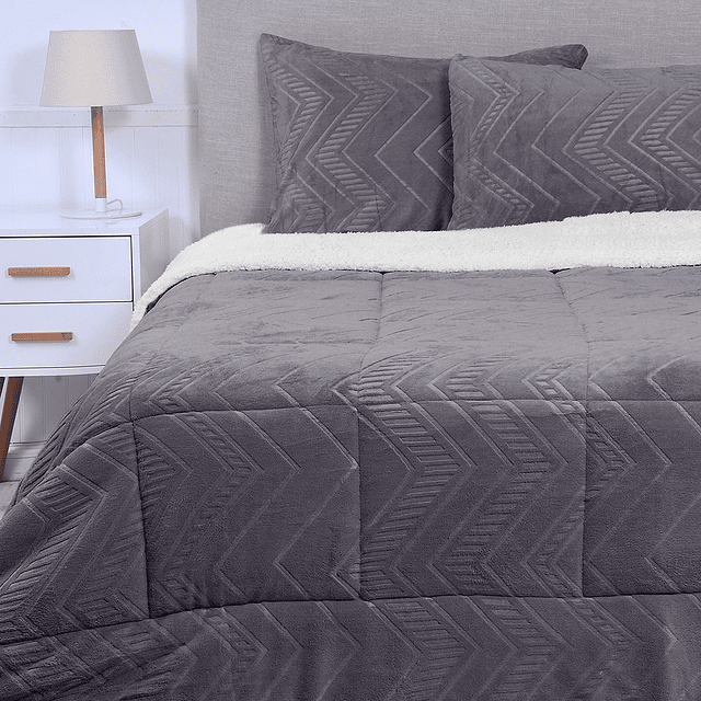 Plumón 2 Plazas Coral Emboss Sherpa Marengo 1