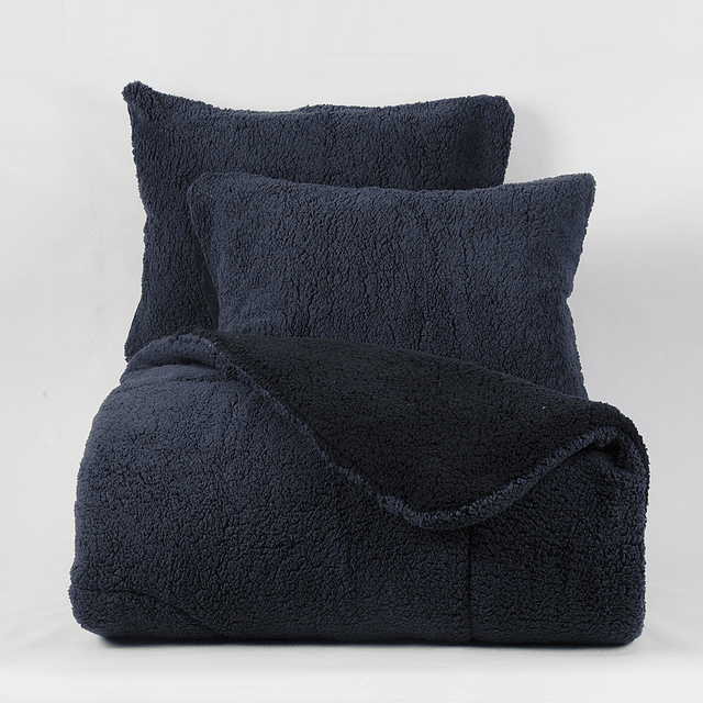 Plumón 1.5 Plazas Sherpa/Sherpa Negro-Gris 2