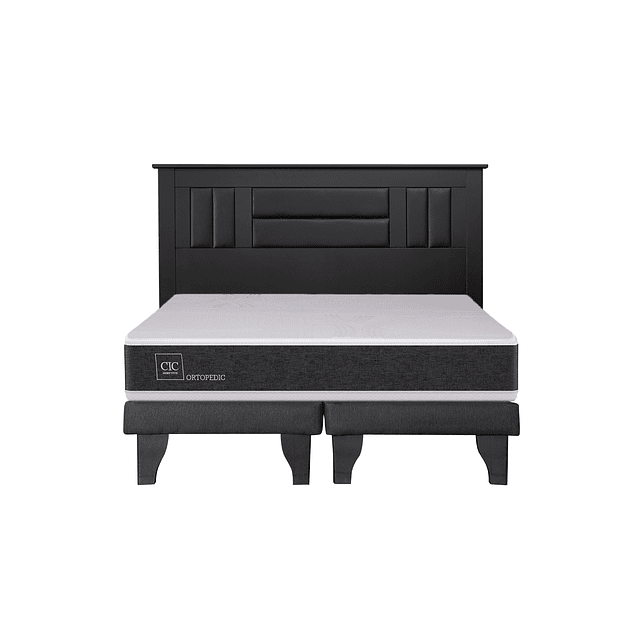Cama CIC Ortopedic 2 plazas + Base + Respaldo Lorraine Black