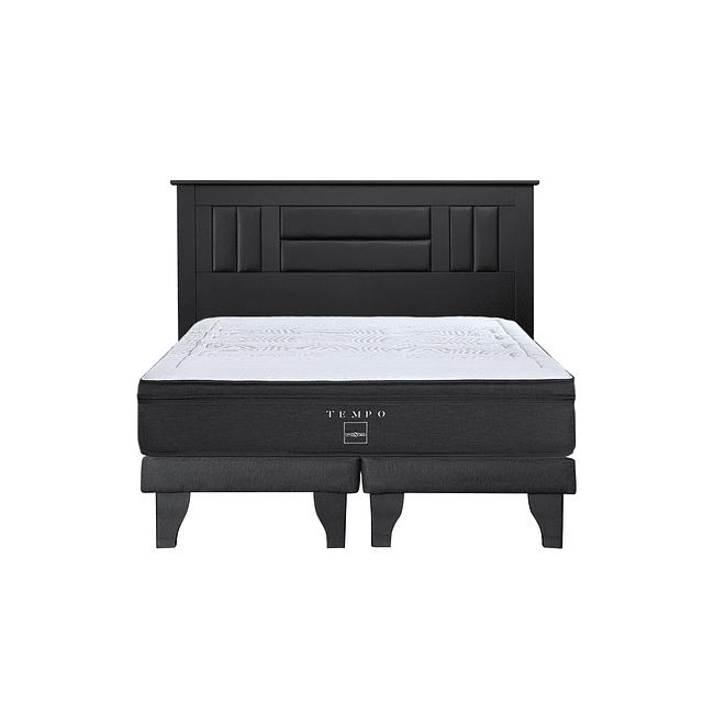 Cama Rosen Tempo 2 plazas + Base + Respaldo Lorraine Black