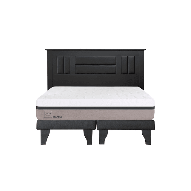 Cama CIC Balance 2 Plazas + Bases + Respaldo Lorraine Black