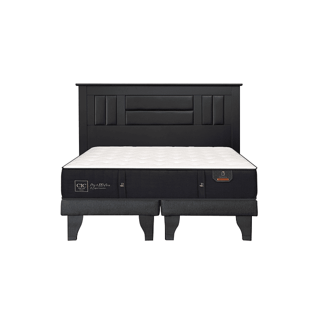 Cama CIC Premium 2 plazas + Base + Respaldo Lorraine Black