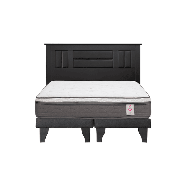 Cama Rosen Style 6 2 plazas + Base + Respaldo Lorraine Black