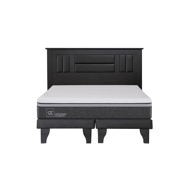 Cama CIC Ortopedic Advance 2 plazas + Base + Respaldo Lorraine Black