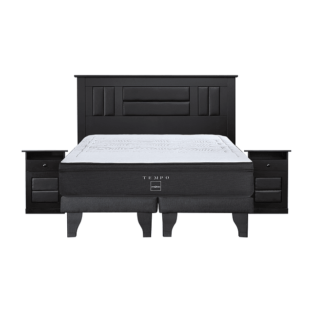 Cama Rosen Tempo 2 plazas + Base + Set Muebles Lorraine black