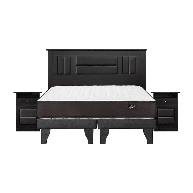 Cama Rosen Ergo-T 2 plazas + Base + Set Muebles Lorraine Black