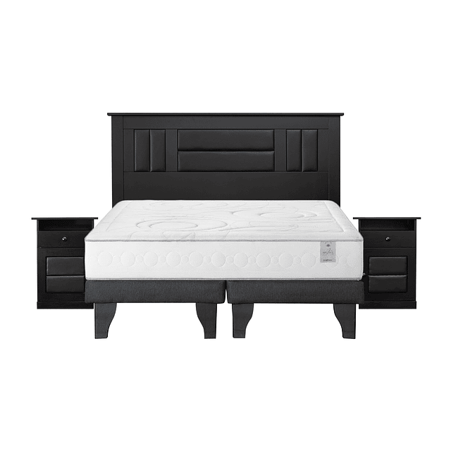 Cama Rosen Nabis+  2 plazas + Base + Set Muebles Lorraine black