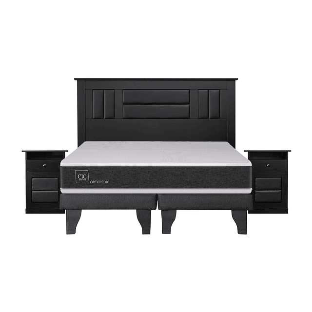 Cama CIC ortopedic 2 plazas + Base + Set de Muebles Lorraine Black