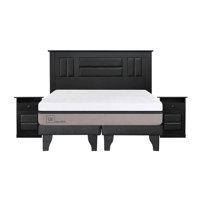 Cama CIC Balance 2 Plazas + Bases + Set de Muebles Lorraine Black
