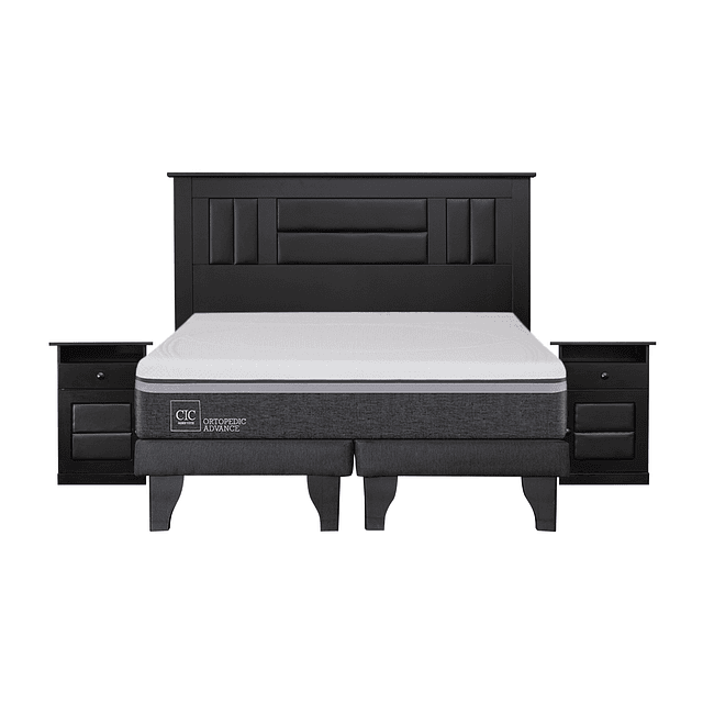 Cama CIC Ortopedic Advance 2 plazas + Base + Set de Muebles Lorraine Black
