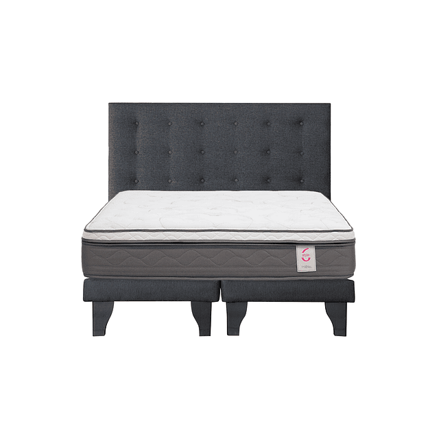 Cama Rosen Style 6 king + Bases + Respaldo Polonia Grafito