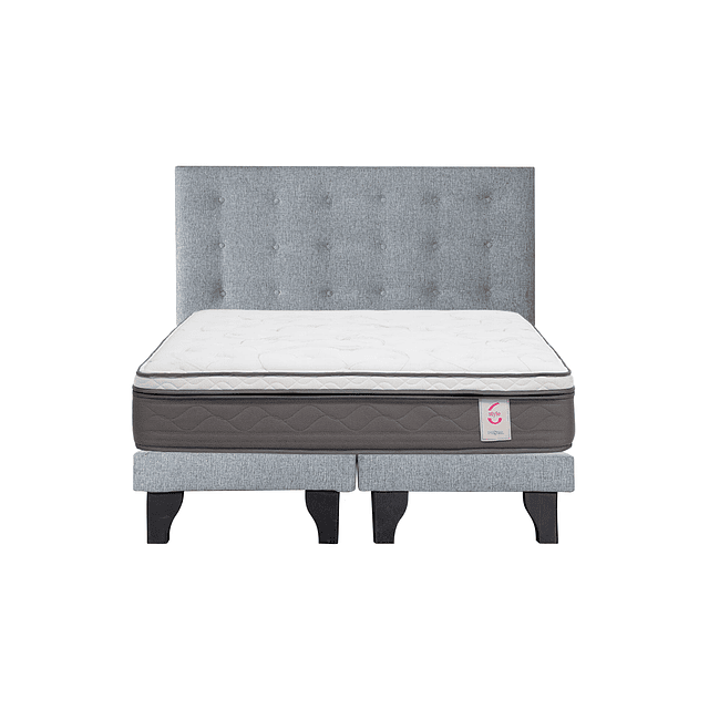 Cama Rosen Style 6 2 plazas + Base + Respaldo Polonia Gris