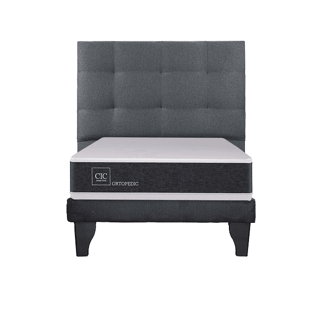 Cama CIC Ortopedic 1.5 plazas + Base + Respaldo Design Grafito