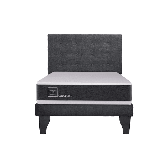 Cama CIC Ortopedic 1.5 plazas + Base + Respaldo polonia Grafito